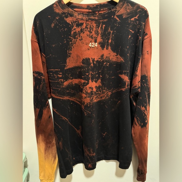 424 Fairfax Bleached black Long Sleeve T-Shirt - Picture 3 of 7